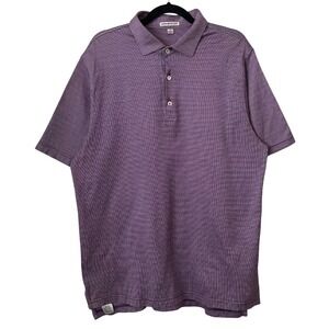 Peter Millar Polo Shirt Mens Large Purple Golf Check Classic Fit 100% Cotton